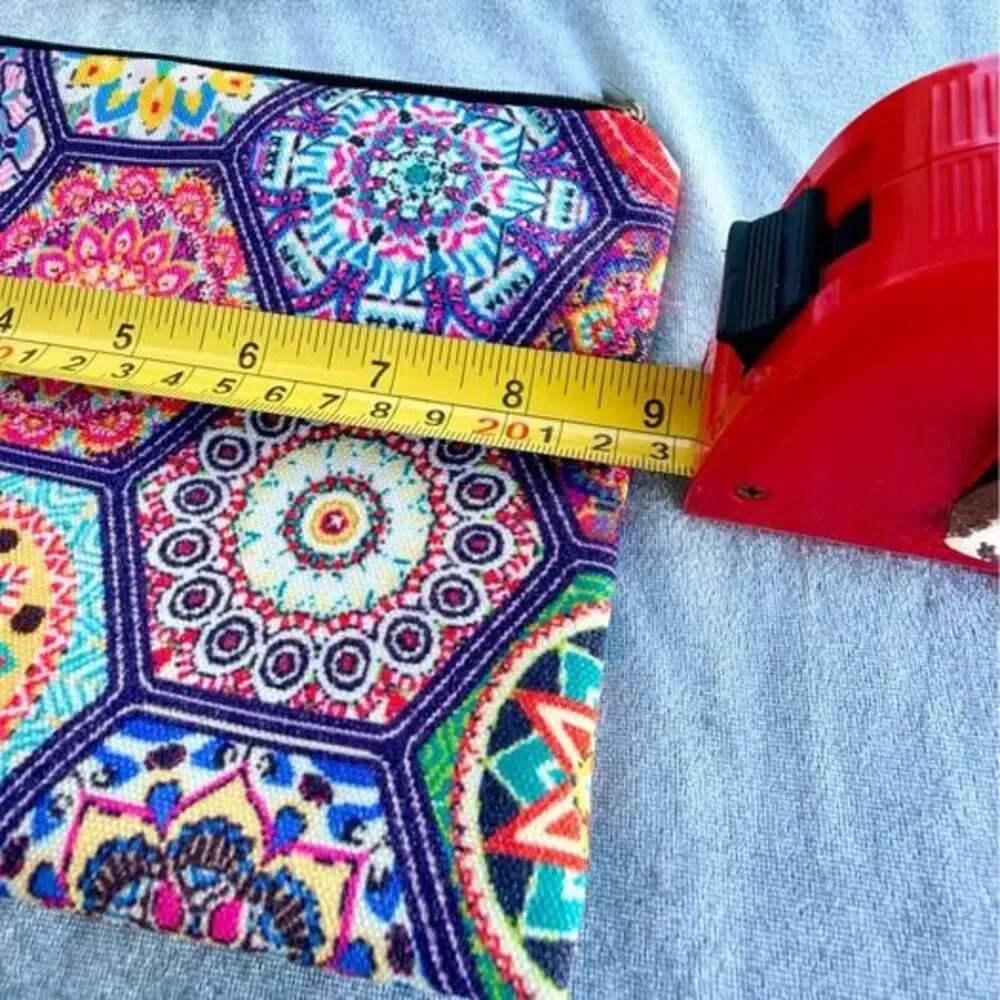 Colorful Boho Mandala Mosaic Zipper Pouch Cosmetic Bag Floral Travel Organizer